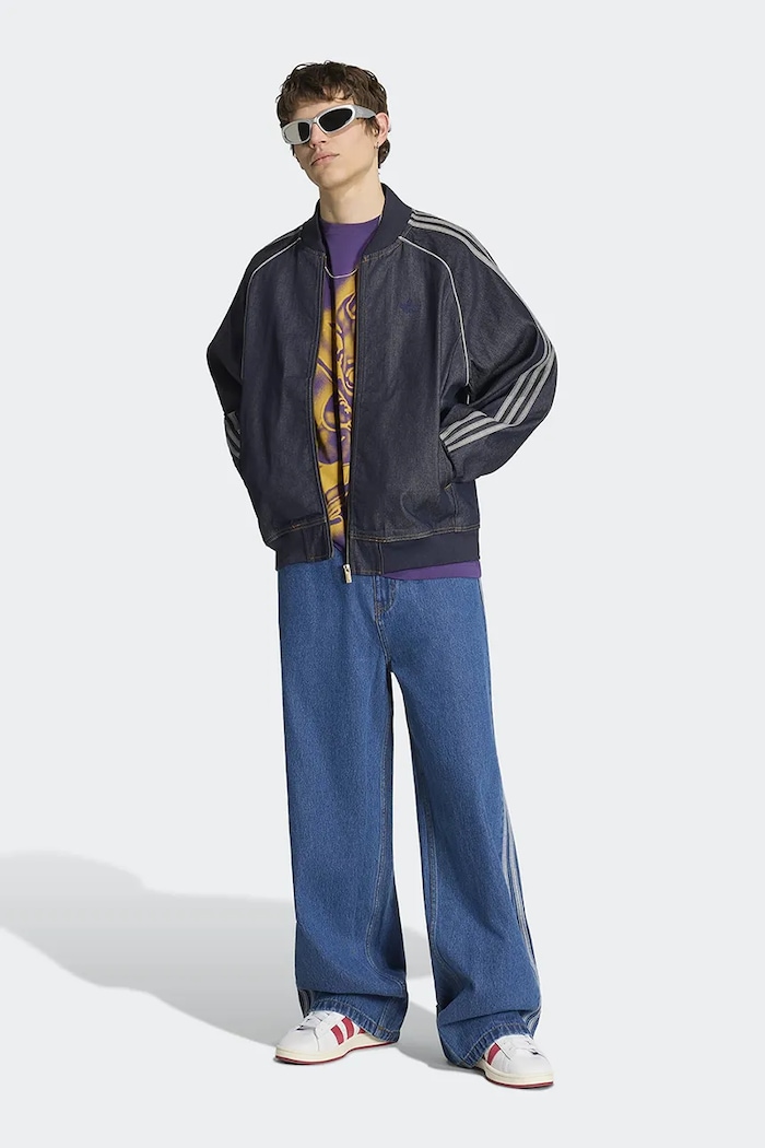Одяг adidas Originals Куртка-бомбер чоловіча бавовняна Adicolor KS6926 темно-синій