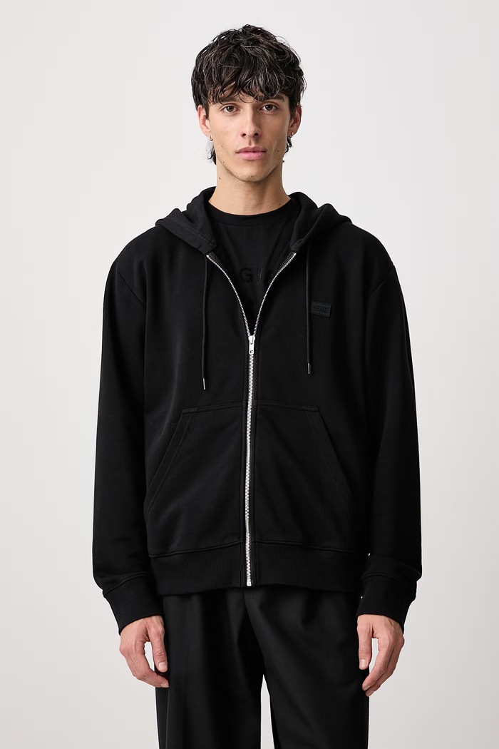 MM6 Maison Margiela Bluza rozpinana z kapturem męska z bawełną czarny SH2HG0009.M25013