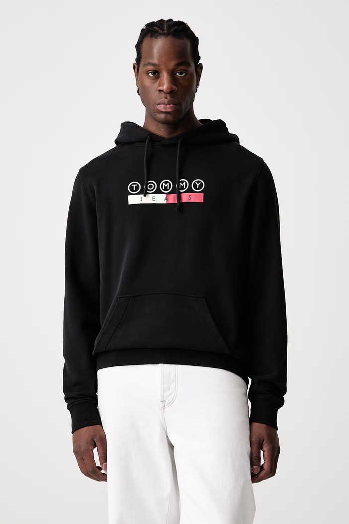 Tommy Jeans Mikina s kapucí pánská černá DM0DM23718