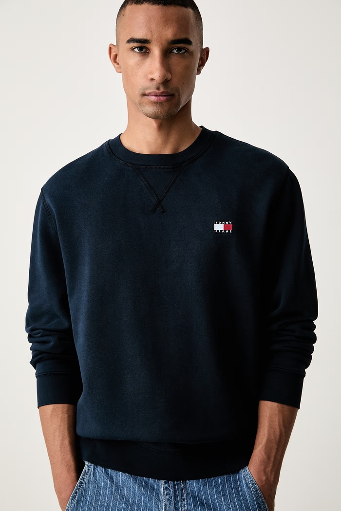 Tommy Jeans mikina pánská s bavlnou námořnická modř DM0DM23607