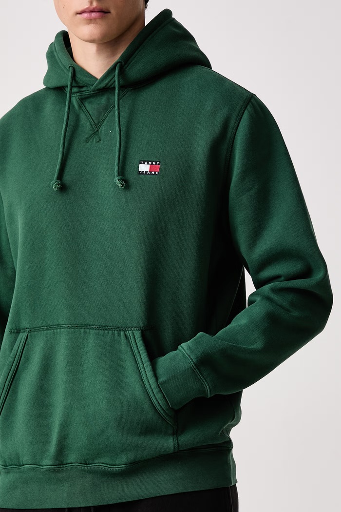 Mikina s kapucí pánská s bavlnou Tommy Jeans DM0DM23606 zelená
