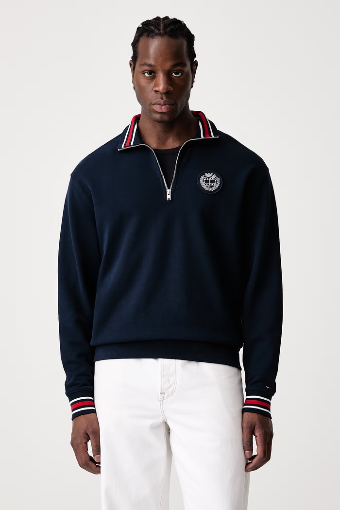 Tommy Jeans Суичър мъжки от памук тъмносин DM0DM23585