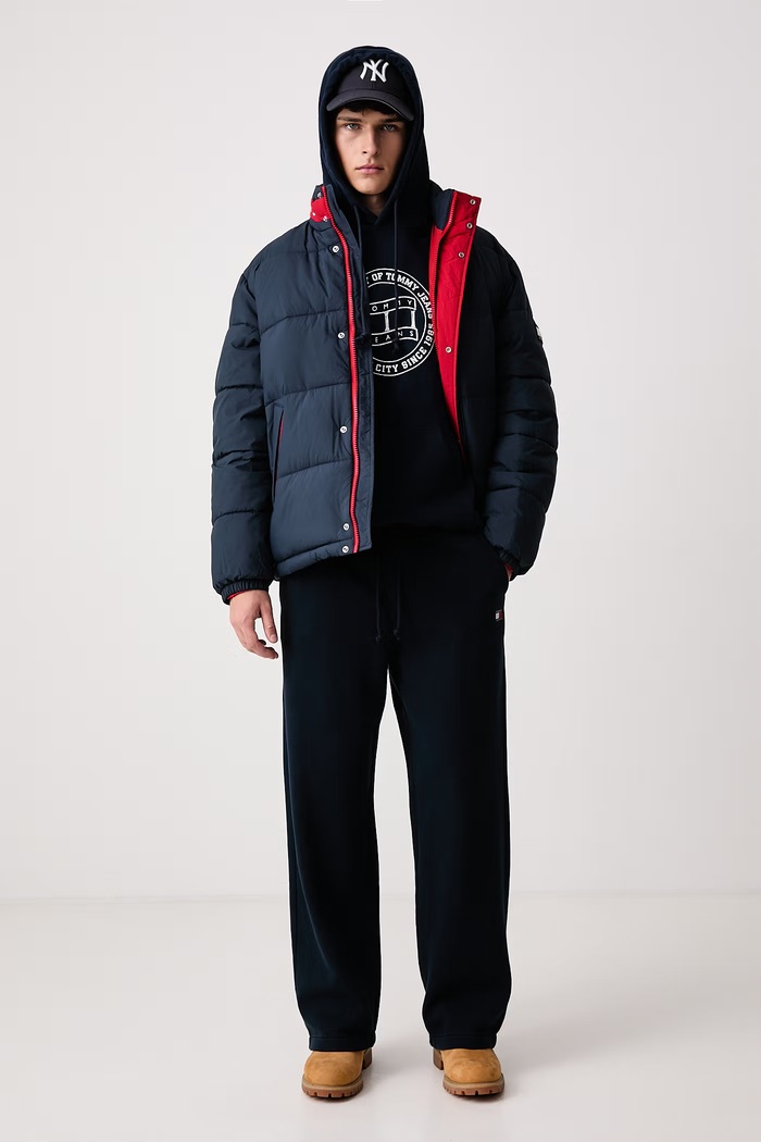 Tommy Jeans Felpa con cappuccio da uomo in cotone DM0DM23579 blu navy AW26