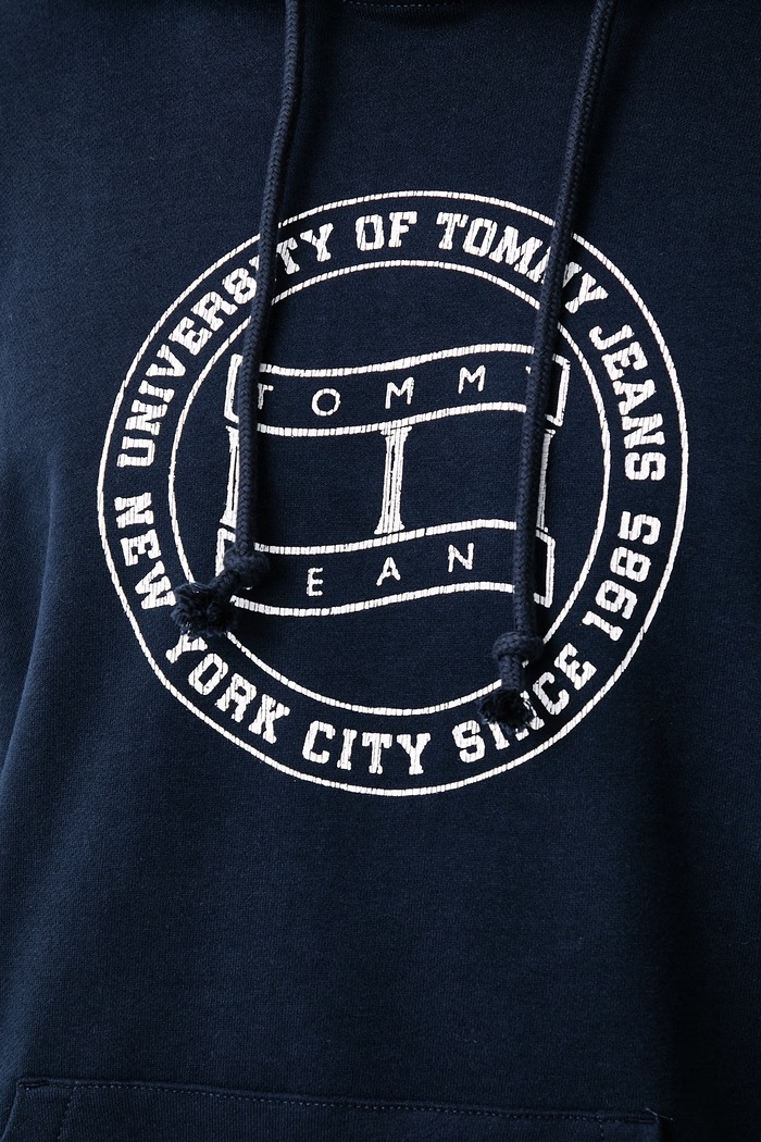 Felpa con cappuccio da uomo in cotone Tommy Jeans blu navy DM0DM23579