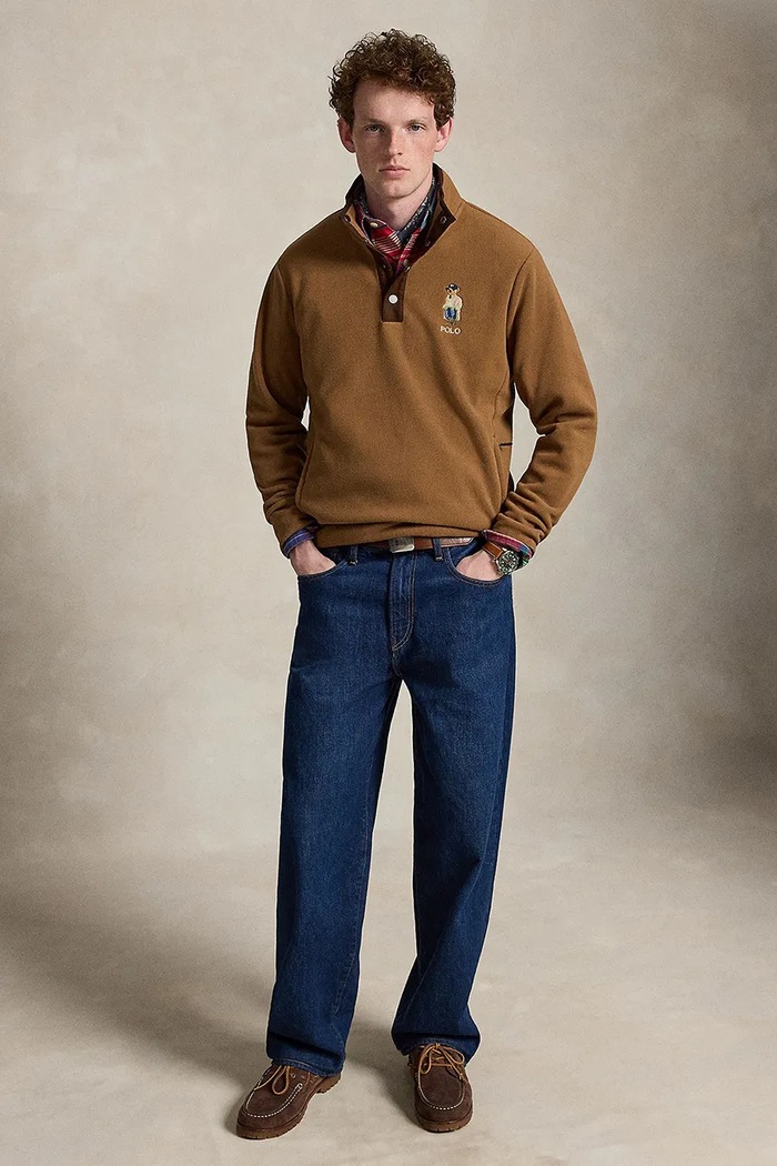 Odzież Polo Ralph Lauren Bluza polarowa męska 710B27074 brązowy