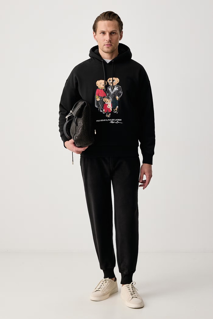 Polo Ralph Lauren Bluza z kapturem męska z bawełną 710B28739 czarny AW26