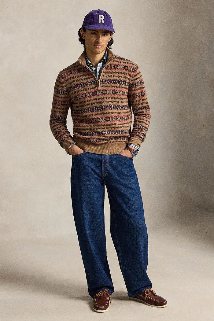 Odzież Polo Ralph Lauren Sweter męski wełniany 710B28589 brązowy