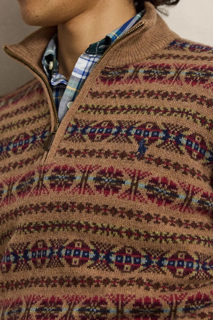 Sweter męski wełniany Polo Ralph Lauren 710B28589 brązowy