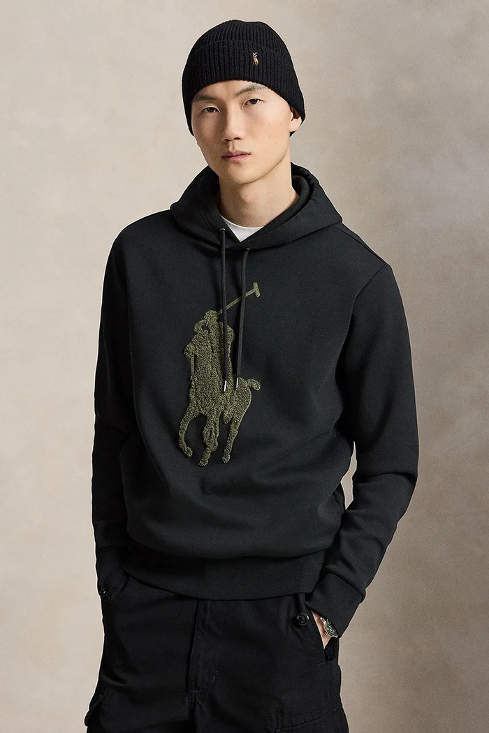 Polo Ralph Lauren dukserica sa kapuljačom za muškarce s pamukom crna 710B27500