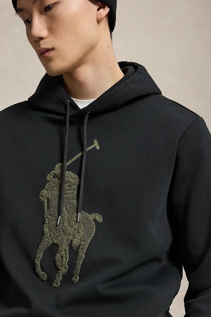 Polo Ralph Lauren dukserica sa kapuljačom za muškarce s pamukom crna 710B27500