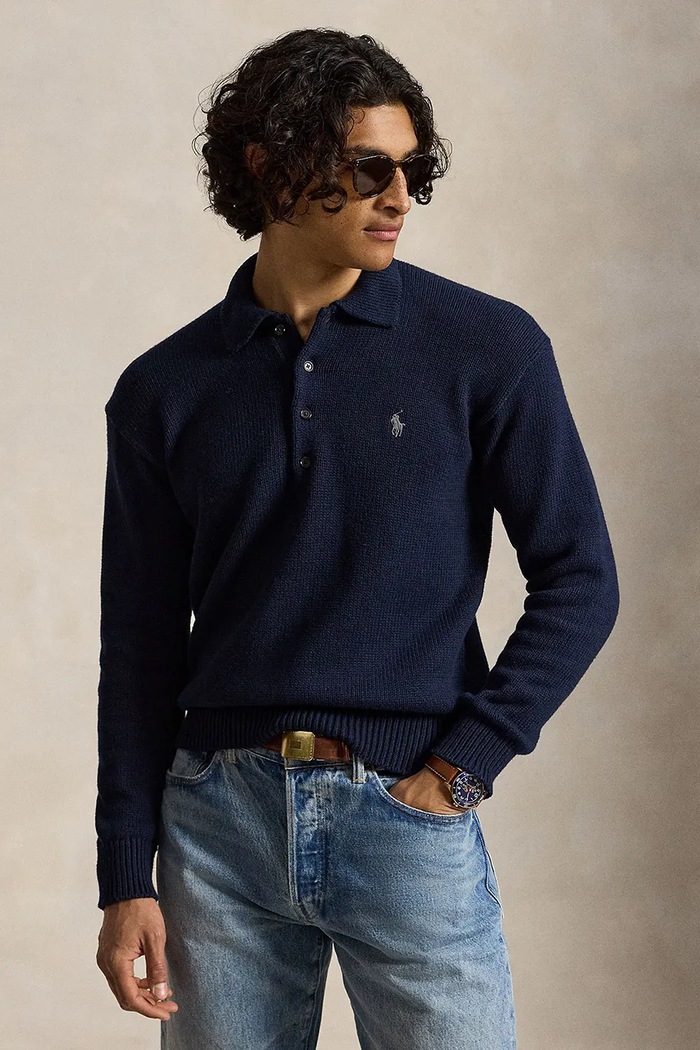 Polo Ralph Lauren Sweter męski bawełniany granatowy 710B27268