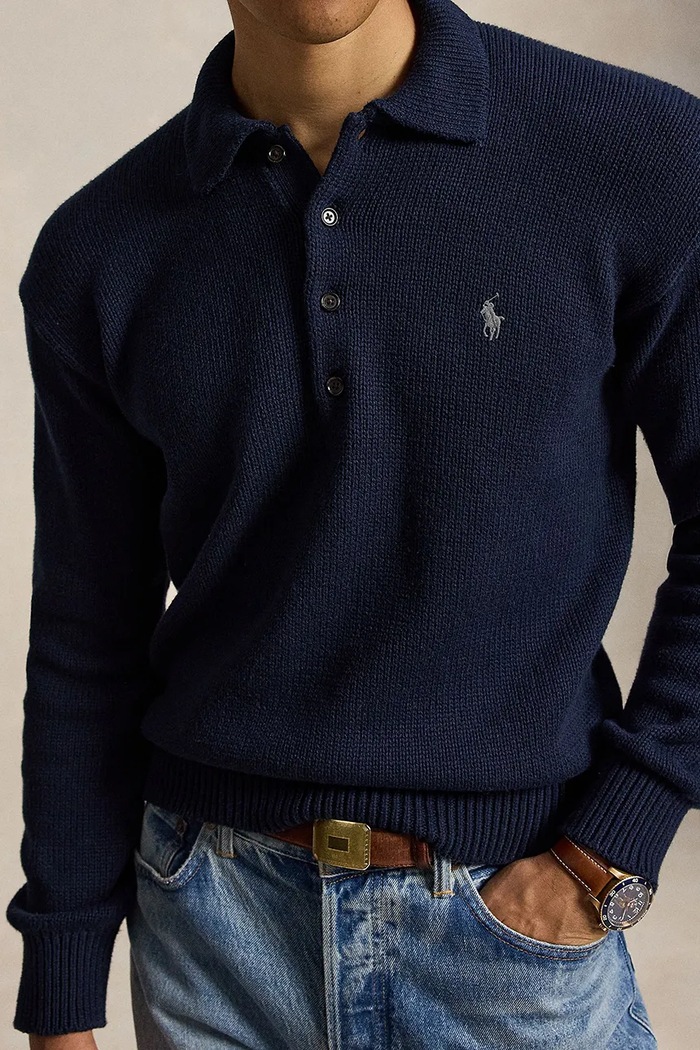 Sweter męski bawełniany Polo Ralph Lauren 710B27268 granatowy