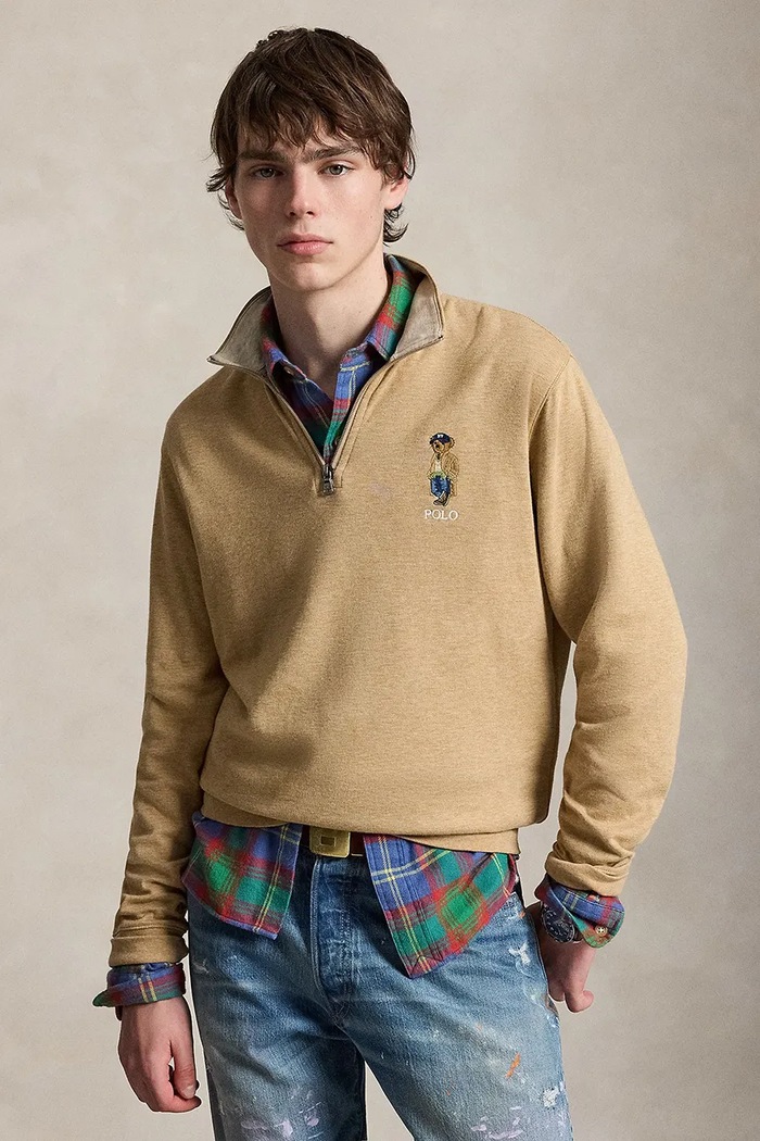Polo Ralph Lauren Bluza męska z bawełną beżowy 710B27072