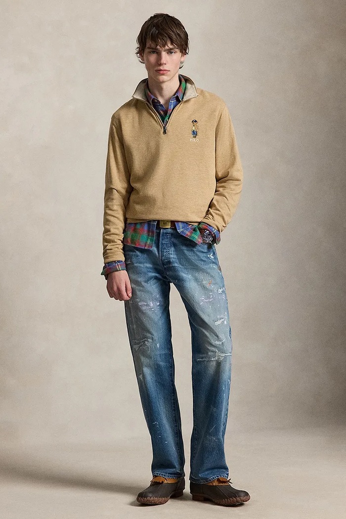 Odzież Polo Ralph Lauren Bluza męska z bawełną 710B27072 beżowy