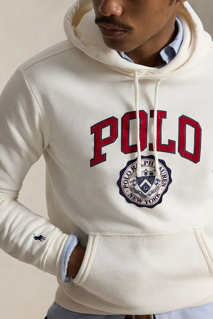 Bluza z kapturem męska z bawełną Polo Ralph Lauren 710B26149 beżowy