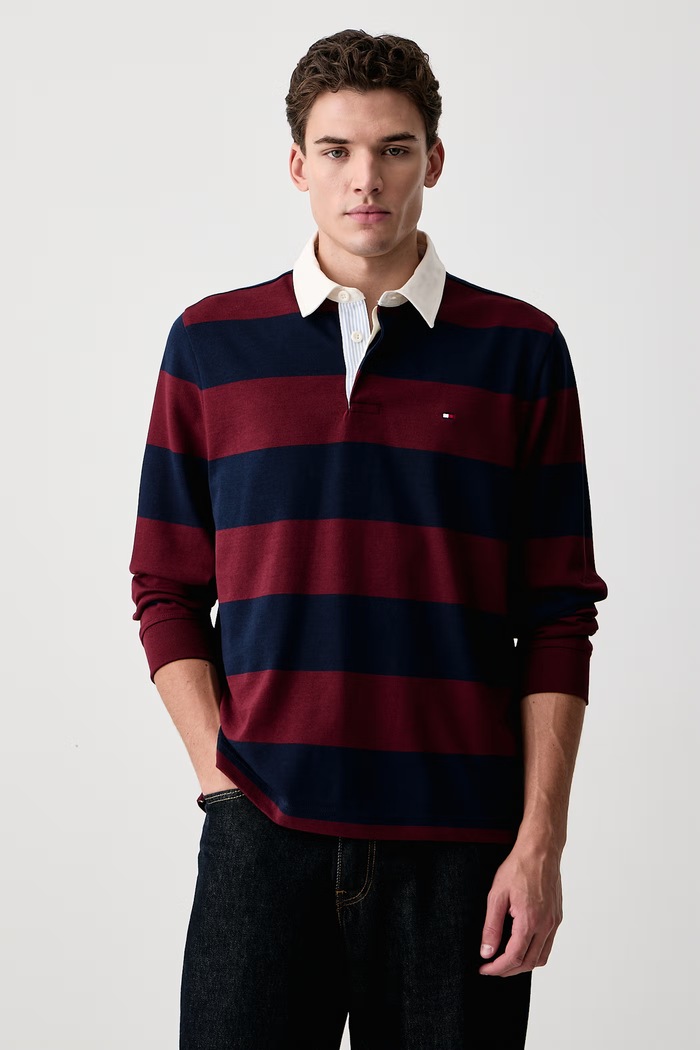 Tommy Hilfiger Majica dugih rukava za muškarce od pamuka bordo MW0MW45692