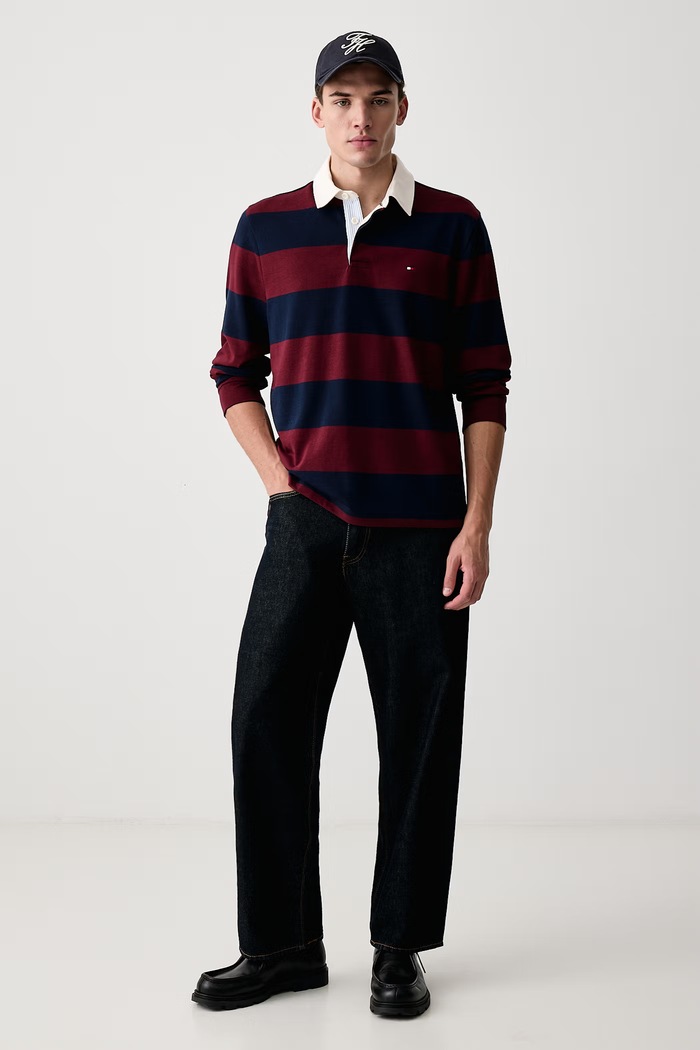 Tommy Hilfiger Majica dugih rukava za muškarce od pamuka MW0MW45692 bordo AW26