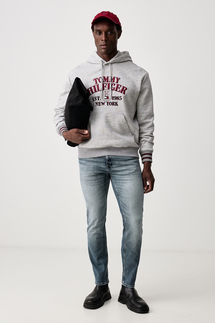 Tommy Hilfiger Mikina s kapucňou pánska bavlnená MW0MW44954 sivá AW26