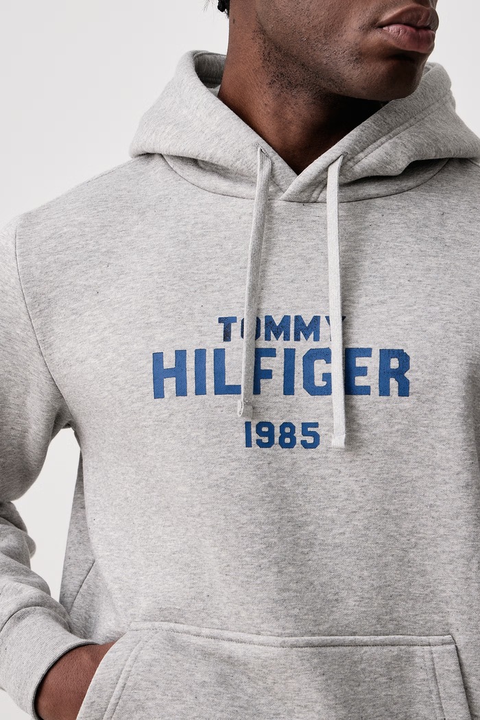 Pulover s kapuco moški z bombažem Tommy Hilfiger MW0MW44937 siva
