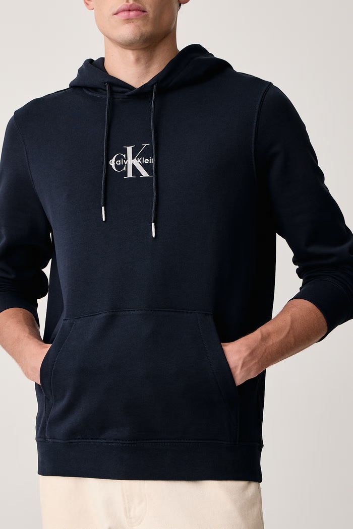 Dukserica sa kapuljačom za muškarce s pamukom Calvin Klein Jeans LV04RG279G mornarsko plava