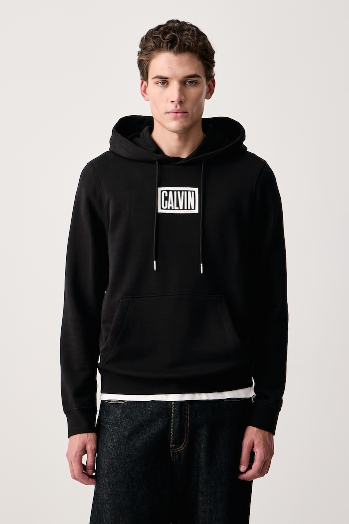 Calvin Klein Jeans Mikina s kapucí pánská s bavlnou černá LV04RH246G