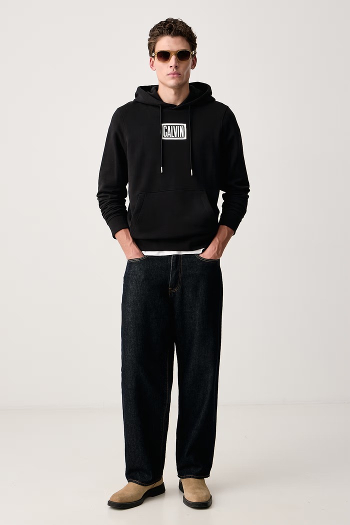 Calvin Klein Jeans Mikina s kapucí pánská s bavlnou LV04RH246G černá AW26