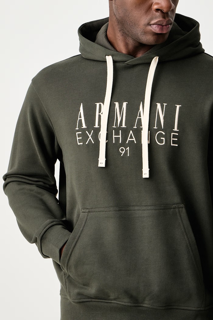 Bluza z kapturem męska bawełniana Armani Exchange XM003429.AF10830 zielony