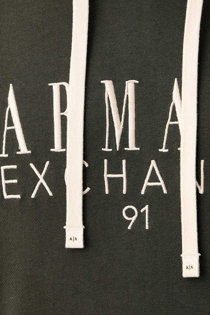 Bluza z kapturem męska bawełniana Armani Exchange zielony XM003429.AF10830