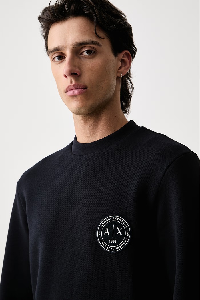 Armani Exchange dukserica za muškarce s pamukom mornarsko plava XM002929.AF16222