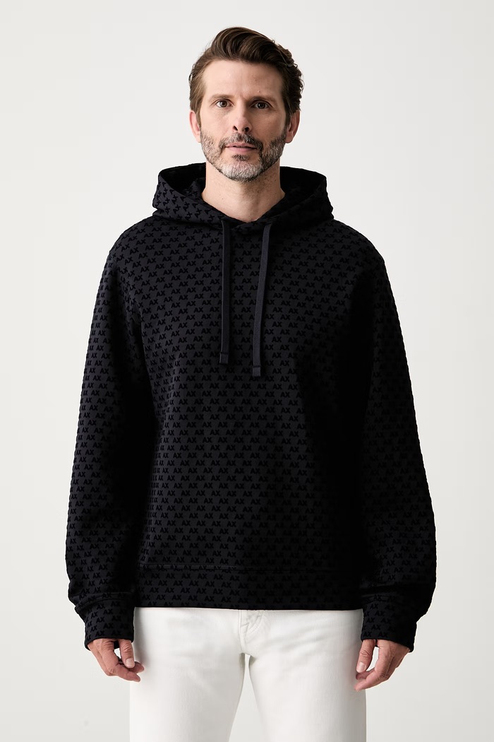 Armani Exchange суичър с качулка мъжки с памук тъмносин XM002903.AF10818