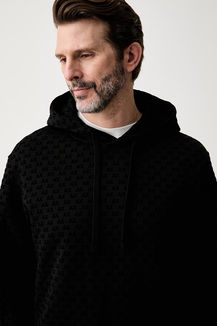 Armani Exchange суичър с качулка мъжки с памук черен XM002903.AF10818