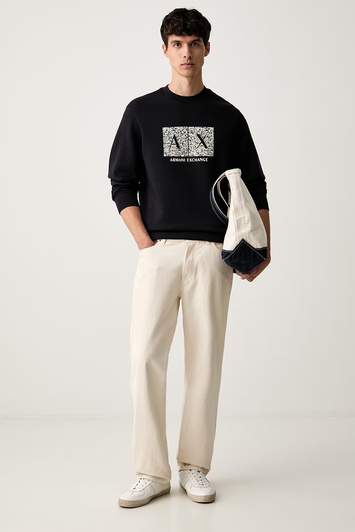 Armani Exchange pulover s kapuco moški z bombažem XM002888.AF10818 mornarsko modra AW26