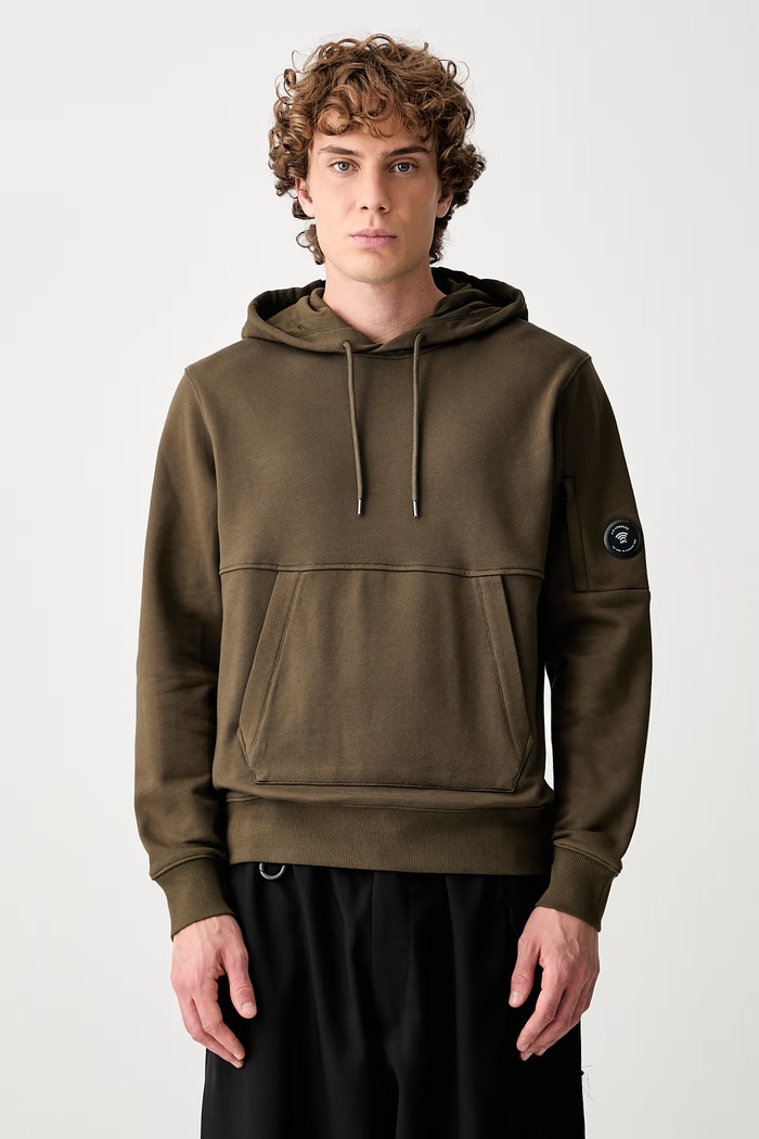 C.P. Company bluza z kapturem bawełniana męska zielony 21CMSS714A005086W