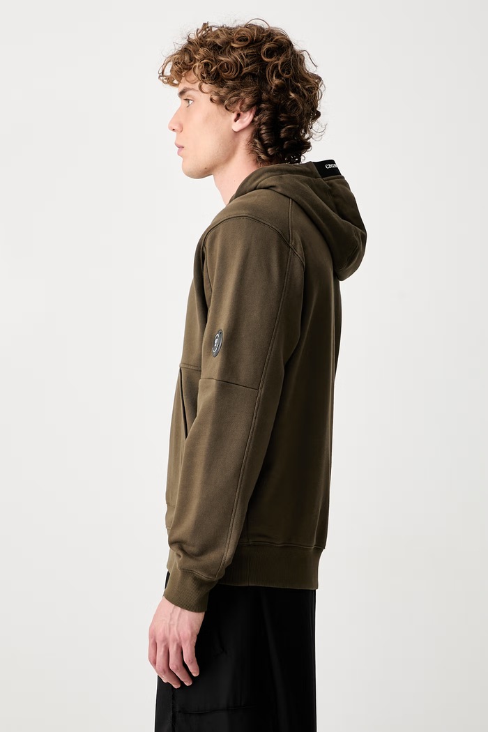 C.P. Company bluza z kapturem bawełniana męska zielony 21CMSS714A005086W