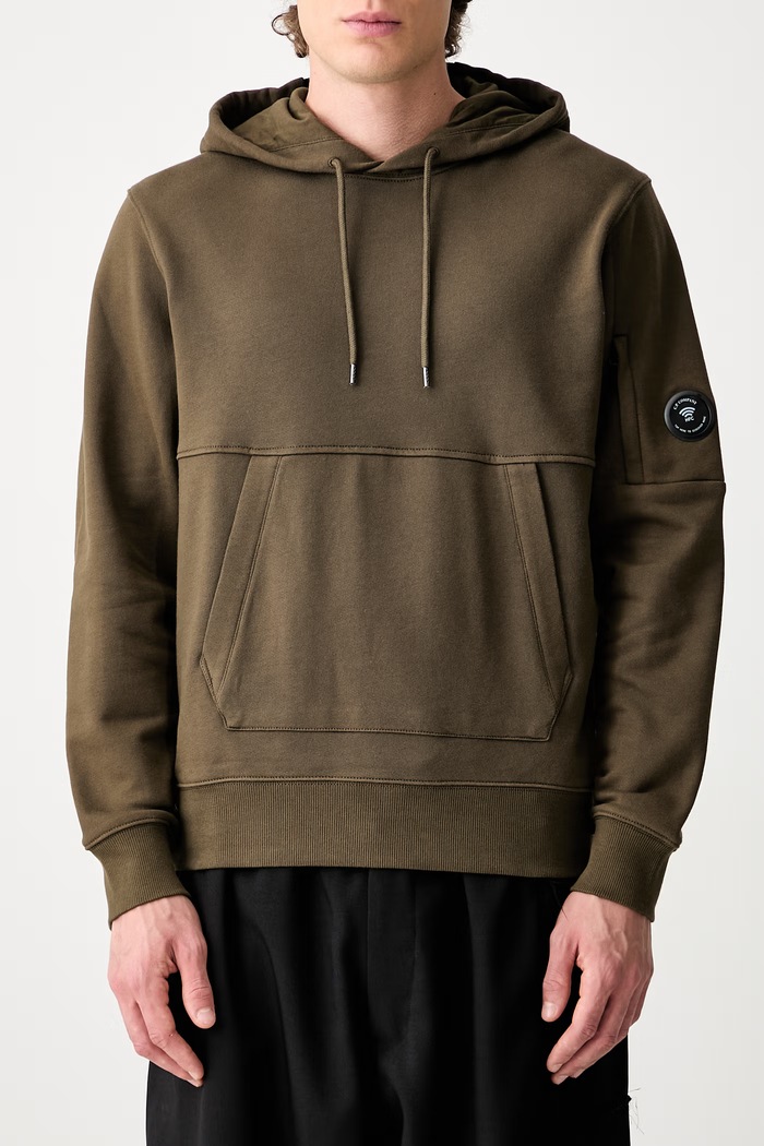 C.P. Company bluza z kapturem bawełniana męska 21CMSS714A005086W zielony