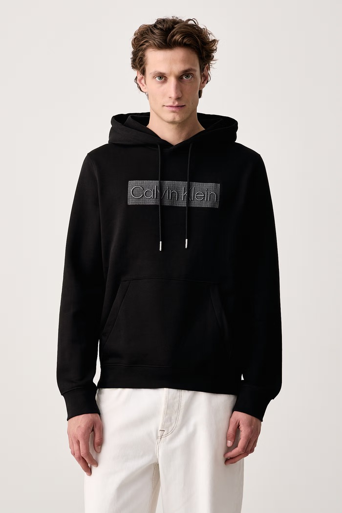 Calvin Klein Pulover s kapuco moški z bombažem črna LV04LH227G