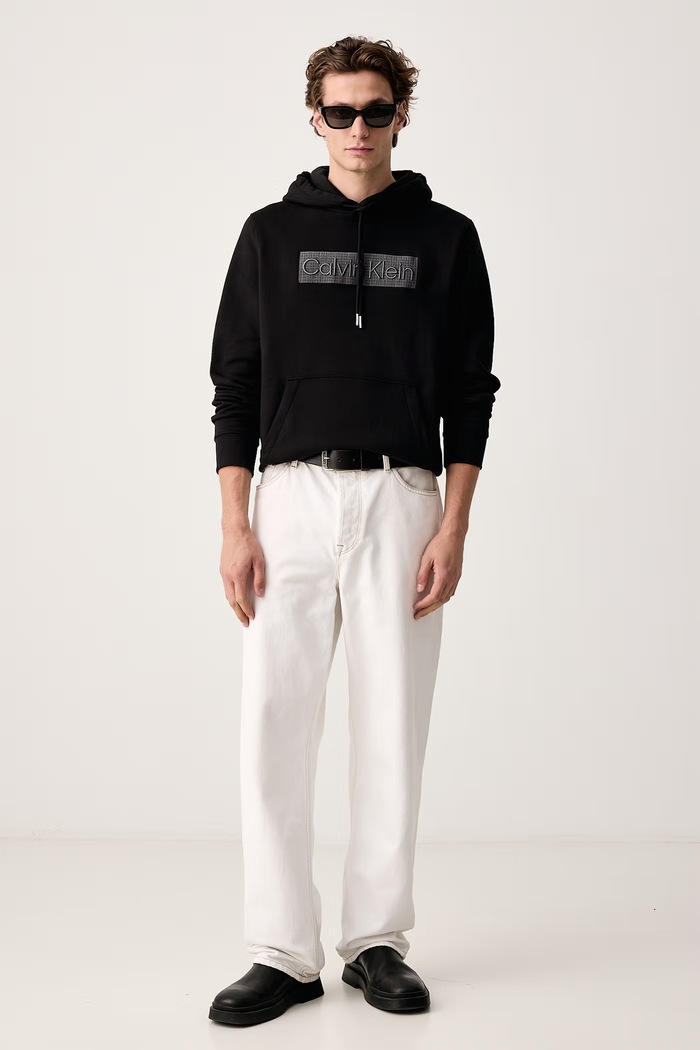 Calvin Klein Pulover s kapuco moški z bombažem LV04LH227G črna AW26