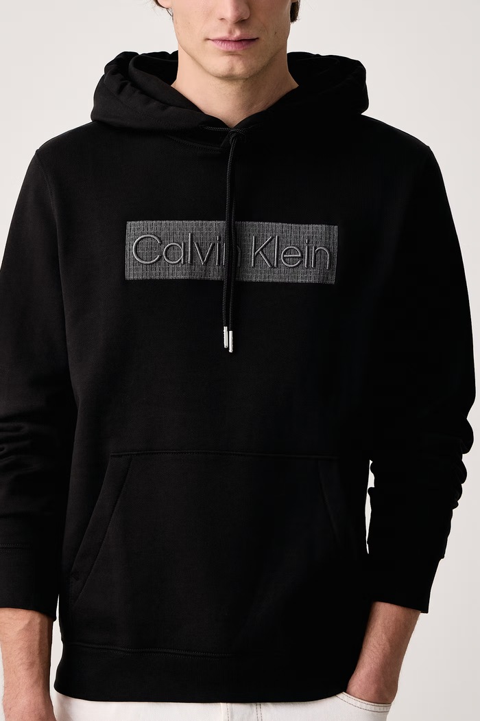 Pulover s kapuco moški z bombažem Calvin Klein LV04LH227G črna