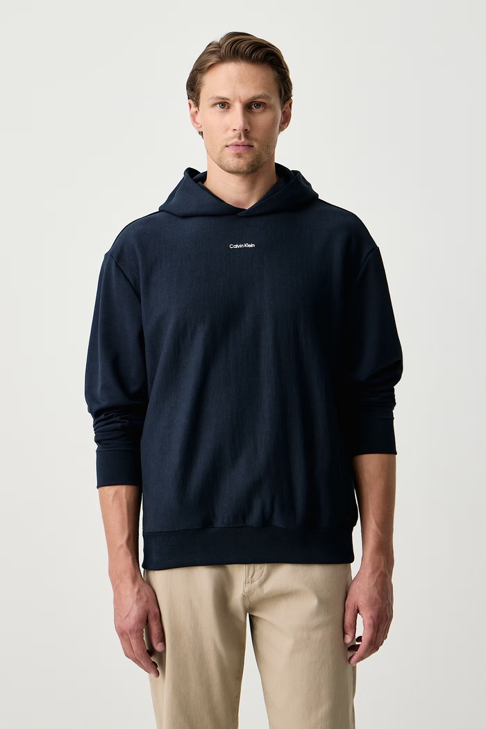 Calvin Klein Суичър с качулка мъжки с памук тъмносин LV04LH216G