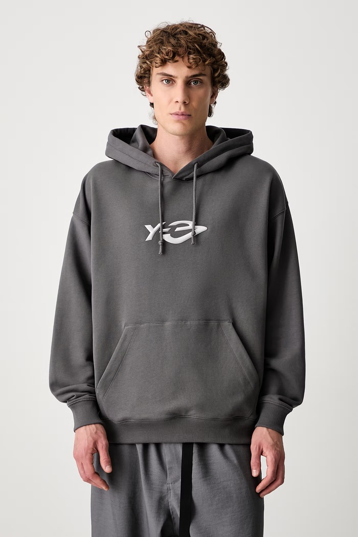 Y-3 LIQUID LG FT HD bluza z kapturem bawełniana męska szary KZ0841.M