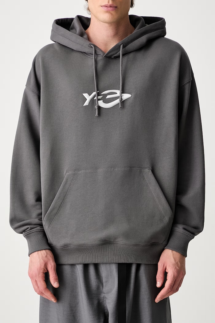 Y-3 LIQUID LG FT HD bluza z kapturem bawełniana męska szary KZ0841.M