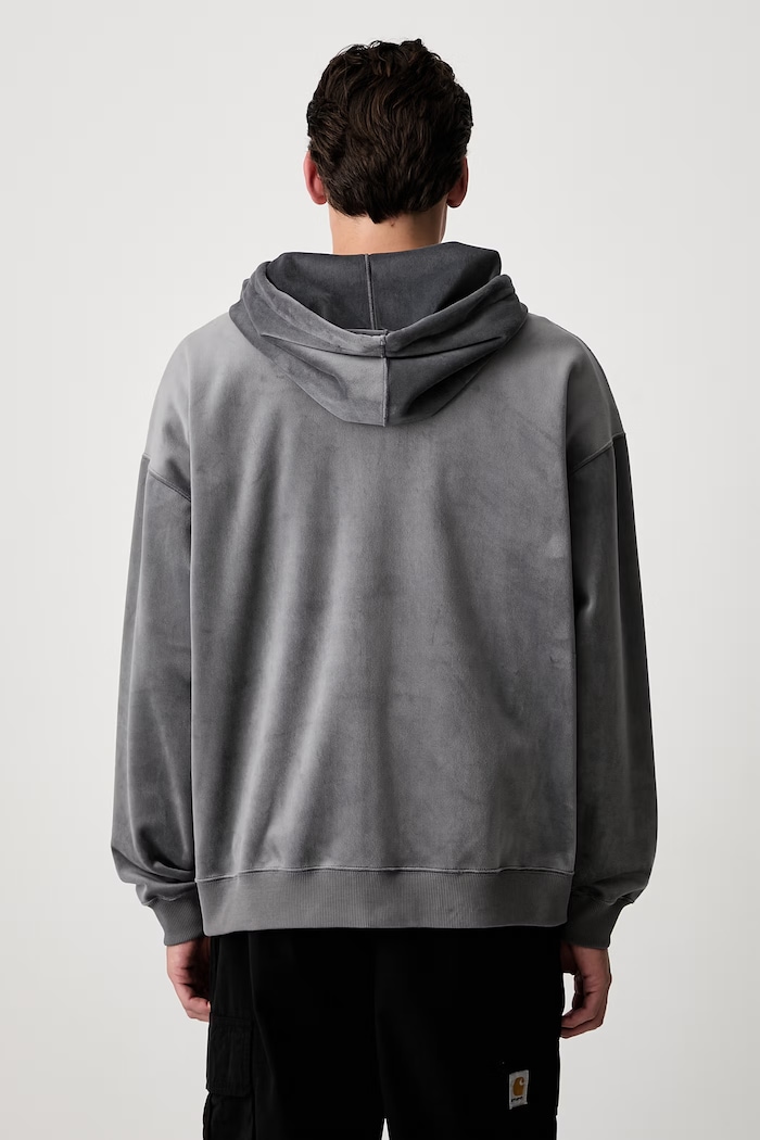 Odzież Y-3 VELVET ZIP HD bluza rozpinana z kapturem welurowa męska KU2187.M szary