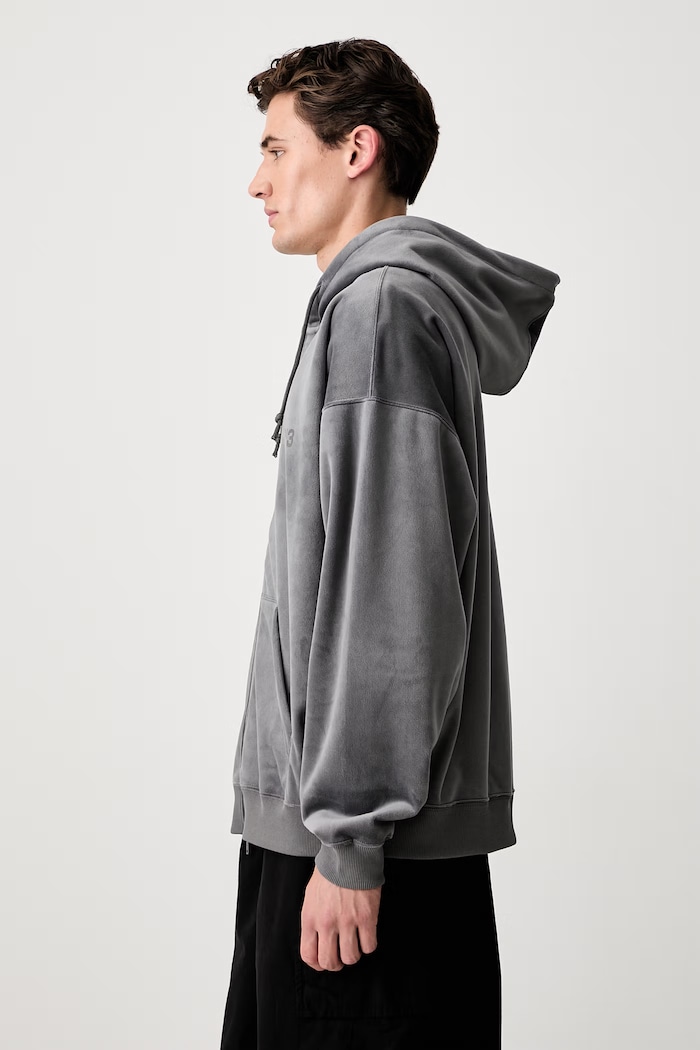Y-3 VELVET ZIP HD bluza rozpinana z kapturem welurowa męska szary KU2187.M