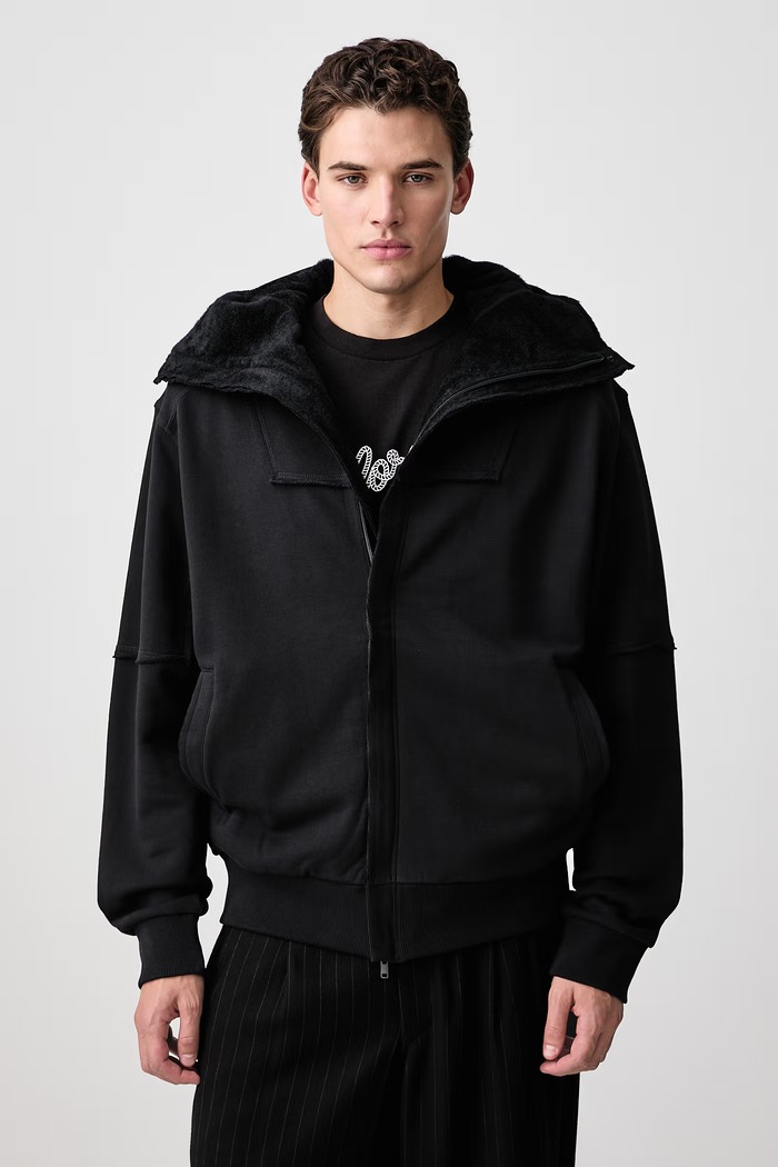 Y-3 FT NINJA HD bluza rozpinana z kapturem bawełniana męska czarny KR1073