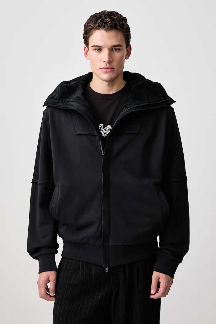 Y-3 FT NINJA HD bluza rozpinana z kapturem bawełniana męska czarny KR1073