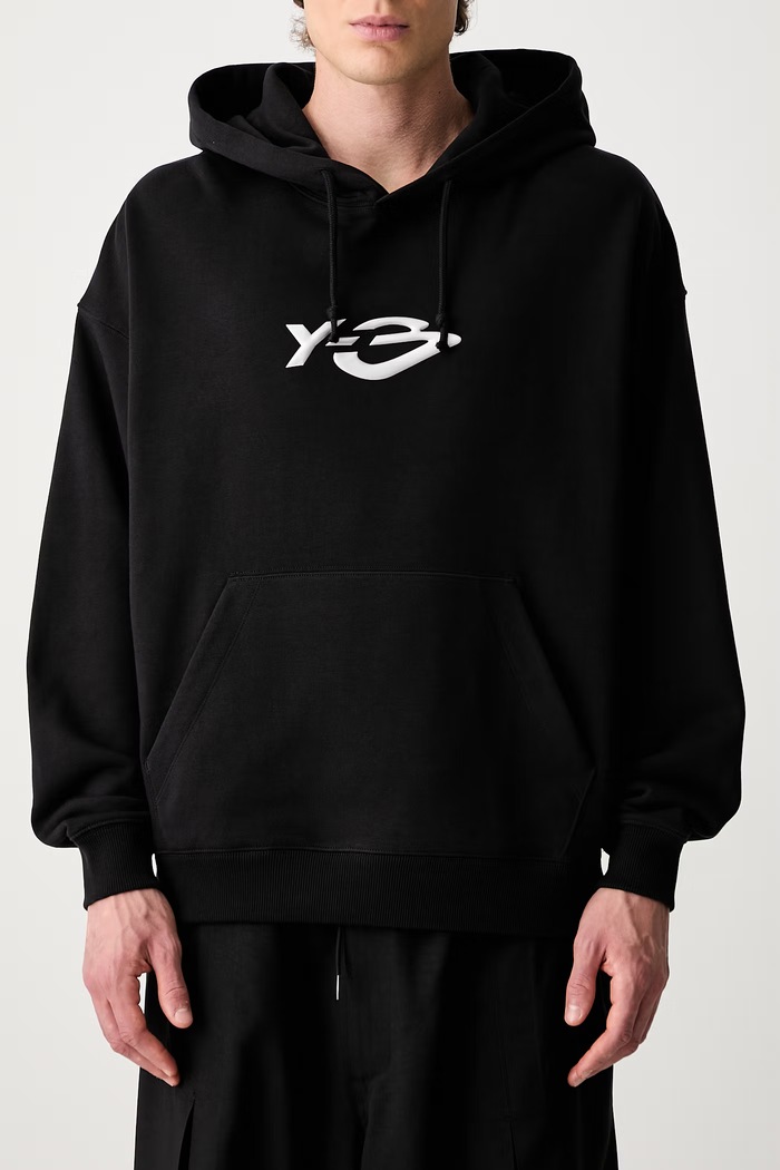 Y-3 LIQUID LG FT HD bluza z kapturem bawełniana męska czarny KR1070.M