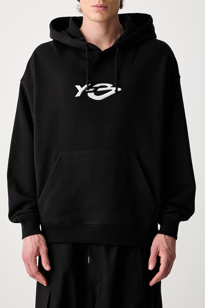 Y-3 LIQUID LG FT HD bluza z kapturem bawełniana męska czarny KR1070.M