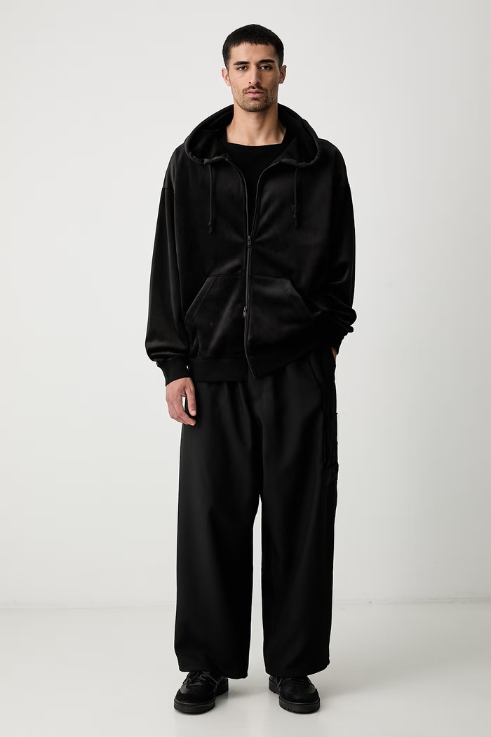 Y-3 VELVET ZIP HD bluza rozpinana z kapturem welurowa męska IA4371.M czarny AW26