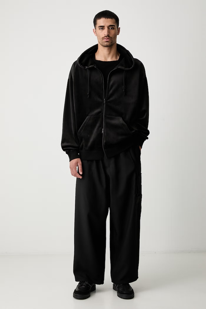 Y-3 VELVET ZIP HD bluza rozpinana z kapturem welurowa męska IA4371.M czarny AW26