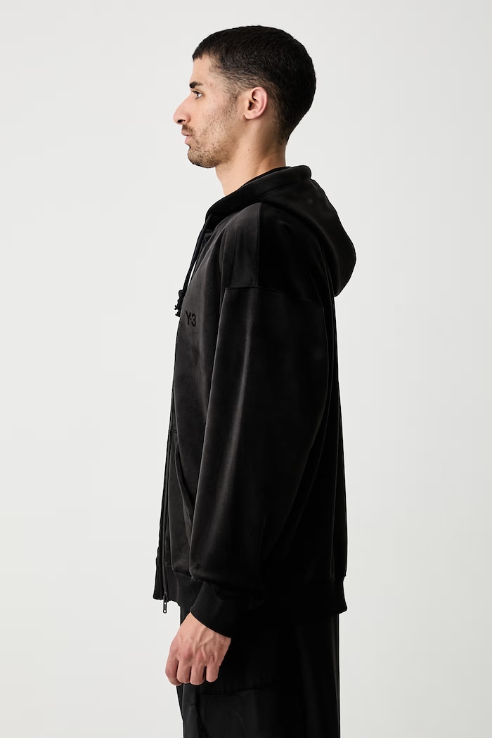 Y-3 VELVET ZIP HD bluza rozpinana z kapturem welurowa męska czarny IA4371.M